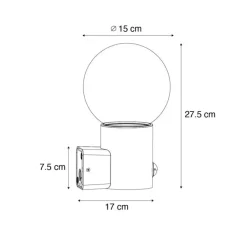 QAZQA Gartenbeleuchtung|Außenleuchten Mit Sensor*Außenwandleuchte schwarz mit Opalglas mit Bewegungsmelder - Huma