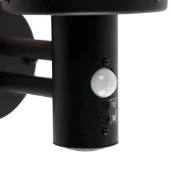 QAZQA Gartenbeleuchtung|Außenleuchten Mit Sensor*Außenwandleuchte schwarz mit klarem Glas inkl. Bewegungsmelder - Sfera