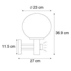 QAZQA Gartenbeleuchtung|Außenleuchten Mit Sensor*Außenwandleuchte schwarz mit klarem Glas inkl. Bewegungsmelder - Sfera