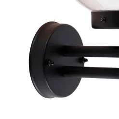 QAZQA Gartenbeleuchtung|Außenleuchten Mit Sensor*Außenwandleuchte schwarz mit klarem Glas inkl. Bewegungsmelder - Sfera