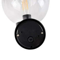 QAZQA Gartenbeleuchtung|Außenleuchten Mit Sensor*Außenwandleuchte schwarz mit klarem Glas inkl. Bewegungsmelder - Sfera