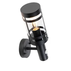 QAZQA Gartenbeleuchtung|Außenleuchten Mit Sensor*Außenwandleuchte schwarz mit Bewegungssensor IP44 - Gleam