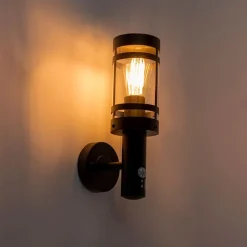 QAZQA Gartenbeleuchtung|Außenleuchten Mit Sensor*Außenwandleuchte schwarz mit Bewegungssensor IP44 - Gleam