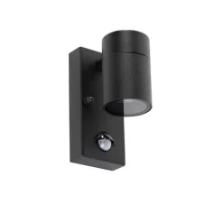 QAZQA Gartenbeleuchtung|Außenleuchten Mit Sensor*Außenwandleuchte schwarz mit Bewegungsmelder IP44 - Solo