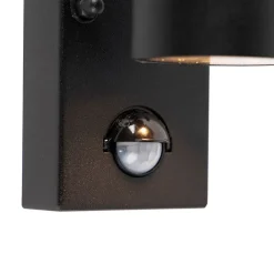 QAZQA Gartenbeleuchtung|Außenleuchten Mit Sensor*Außenwandleuchte schwarz mit Bewegungsmelder IP44 - Solo