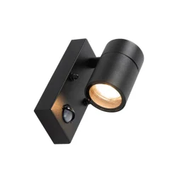 QAZQA Gartenbeleuchtung|Außenleuchten Mit Sensor*Außenwandleuchte schwarz mit Bewegungsmelder IP44 - Solo