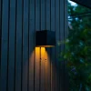 QAZQA Gartenbeleuchtung|Led-Außenleuchten*Außenwandleuchte schwarz mit Abblendlicht und Sensor auf Solar - Charlotte