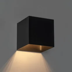 QAZQA Gartenbeleuchtung|Led-Außenleuchten*Außenwandleuchte schwarz mit Abblendlicht und Sensor auf Solar - Charlotte