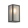 QAZQA Gartenbeleuchtung|Außenwandleuchten*Außenwandleuchte schwarz mit geripptem Glas IP44 - Charlois