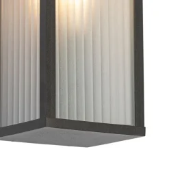 QAZQA Gartenbeleuchtung|Außenwandleuchten*Außenwandleuchte schwarz mit geripptem Glas IP44 - Charlois