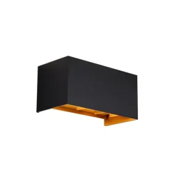 QAZQA Gartenbeleuchtung|Led-Außenleuchten*Außenwandleuchte schwarz mit Gold inkl. LED 4-flammig IP54 - Edwin