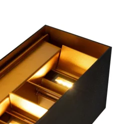 QAZQA Gartenbeleuchtung|Led-Außenleuchten*Außenwandleuchte schwarz mit Gold inkl. LED 4-flammig IP54 - Edwin