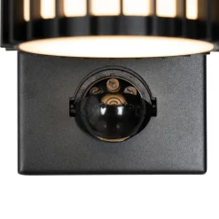 QAZQA Gartenbeleuchtung|Außenleuchten Mit Sensor*Außenwandleuchte schwarz mit Bewegungssensor 2-Licht - Boris