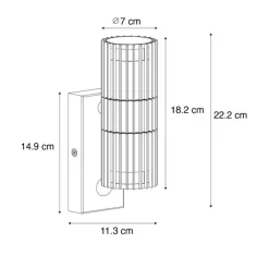 QAZQA Gartenbeleuchtung|Außenleuchten Mit Sensor*Außenwandleuchte schwarz mit Bewegungssensor 2-Licht - Boris