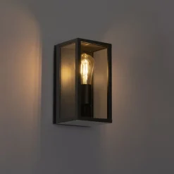 QAZQA Gartenbeleuchtung|Außenwandleuchten*Außenwandleuchte schwarz mit Rauchglas 26 cm IP44 - Charlois