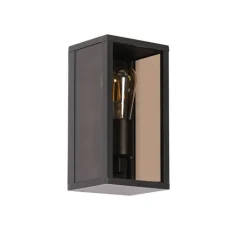 QAZQA Gartenbeleuchtung|Außenwandleuchten*Außenwandleuchte schwarz mit Rauchglas 26 cm IP44 - Charlois