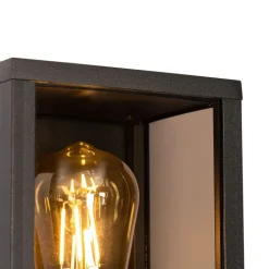 QAZQA Gartenbeleuchtung|Außenwandleuchten*Außenwandleuchte schwarz mit Rauchglas 26 cm IP44 - Charlois