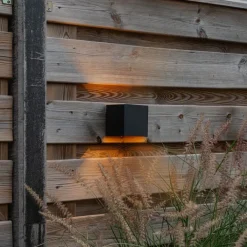 QAZQA Gartenbeleuchtung|Led-Außenleuchten*Außenwandleuchte schwarz mit Gold inkl. LED 2-flammig IP54 - Edwin