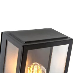 QAZQA Gartenbeleuchtung|Außenleuchten Mit Sensor*Außenwandleuchte schwarz mit Bewegungsmelder IP44 - Rotterdam 1