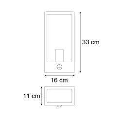 QAZQA Gartenbeleuchtung|Außenleuchten Mit Sensor*Außenwandleuchte schwarz mit Bewegungsmelder IP44 - Rotterdam 1