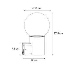 QAZQA Gartenbeleuchtung|Außenwandleuchten*Außenwandleuchte schwarz mit Opalglas IP44 - Huma