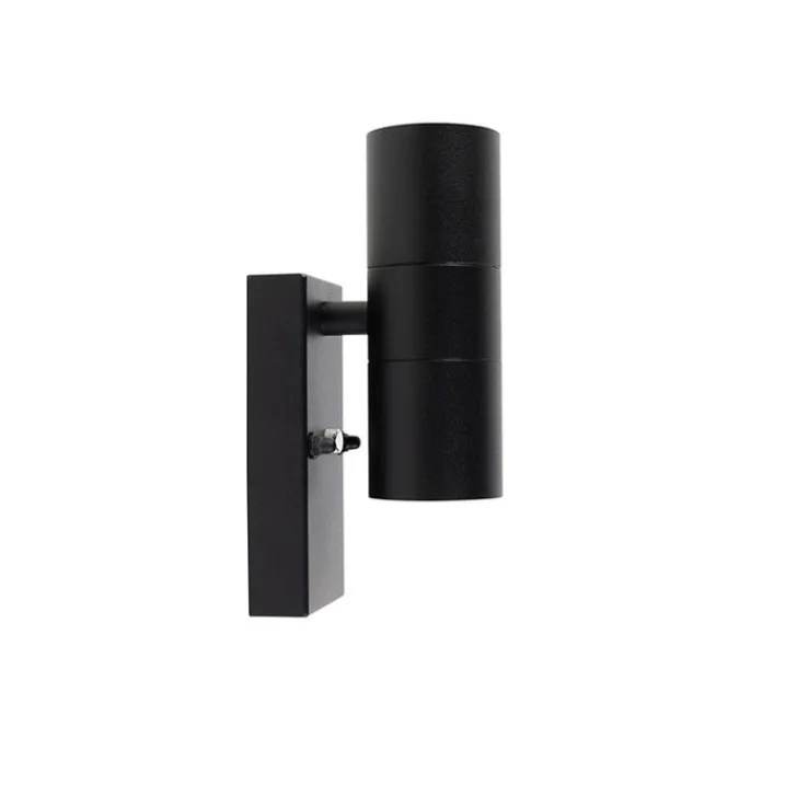 QAZQA Gartenbeleuchtung|Außenleuchten Mit Sensor*Außenwandleuchte schwarz mit Hell-Dunkel-Sensor IP44 - Duo