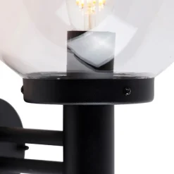 QAZQA Gartenbeleuchtung|Außenwandleuchten*Außenwandleuchte schwarz mit Kunststoff IP44 Edelstahl - Sfera