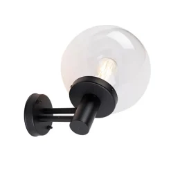 QAZQA Gartenbeleuchtung|Außenwandleuchten*Außenwandleuchte schwarz mit Kunststoff IP44 Edelstahl - Sfera