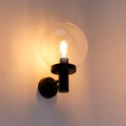 QAZQA Gartenbeleuchtung|Außenwandleuchten*Außenwandleuchte schwarz mit Kunststoff IP44 Edelstahl - Sfera