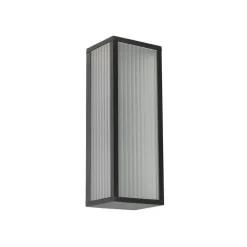 QAZQA Gartenbeleuchtung|Außenwandleuchten*Außenwandleuchte schwarz mit geripptem Glas 2-flammig IP44 - Charlois