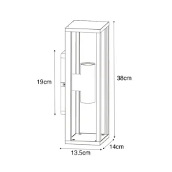 QAZQA Gartenbeleuchtung|Außenwandleuchten*Außenwandleuchte schwarz mit geripptem Glas 2-flammig IP44 - Charlois