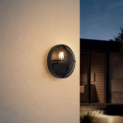 QAZQA Gartenbeleuchtung|Außenwandleuchten*Außenwandleuchte schwarz rund IP65 - Target