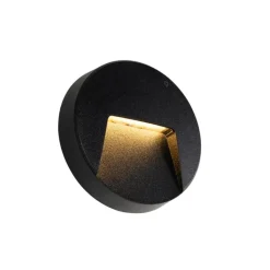 QAZQA Gartenbeleuchtung|Led-Außenleuchten*Außenwandleuchte schwarz rund inkl. LED IP65 - Avg