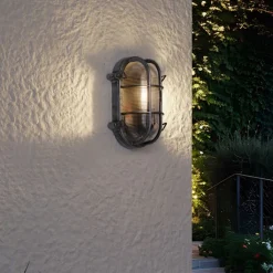 QAZQA Gartenbeleuchtung|Außenwandleuchten*Außenwandleuchte Silber Oval IP44 - Noutica