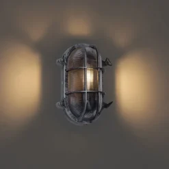 QAZQA Gartenbeleuchtung|Außenwandleuchten*Außenwandleuchte Silber Oval IP44 - Noutica