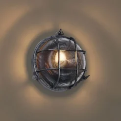 QAZQA Gartenbeleuchtung|Außenwandleuchten*Außenwandleuchte Silber Rund IP44 - Noutica