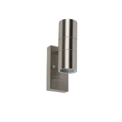 QAZQA Gartenbeleuchtung|Außenleuchten Mit Sensor*Außenwandleuchte Stahl 2-flammig IP44 mit Dämmerungssensor - Duo