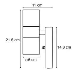 QAZQA Gartenbeleuchtung|Außenleuchten Mit Sensor*Außenwandleuchte Stahl 2-flammig IP44 mit Dämmerungssensor - Duo