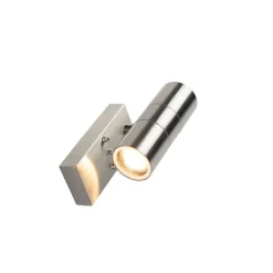 QAZQA Gartenbeleuchtung|Außenleuchten Mit Sensor*Außenwandleuchte Stahl 2-flammig IP44 mit Dämmerungssensor - Duo