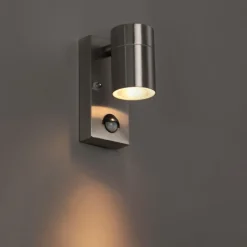 QAZQA Gartenbeleuchtung|Außenleuchten Mit Sensor*Außenwandleuchte Stahl IP44 mit Bewegungsmelder - Solo