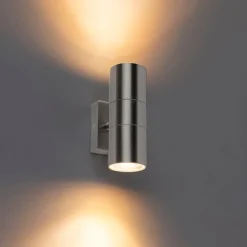 QAZQA Gartenbeleuchtung|Außenwandleuchten*Außenwandleuchte Stahl IP44 - Duo