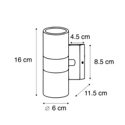 QAZQA Gartenbeleuchtung|Außenwandleuchten*Außenwandleuchte Stahl IP44 - Duo