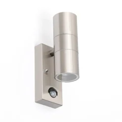 QAZQA Gartenbeleuchtung|Außenleuchten Mit Sensor*Außenwandleuchte Stahl 2-Licht IP44 mit Bewegungssensor - Duo