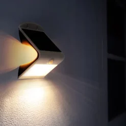 Shada Gartenbeleuchtung|Led-Außenleuchten*Außenwandleuchte weiß 21,5 cm mit Abblendlicht und Solarsensor - Daya