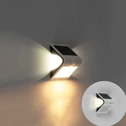 Shada Gartenbeleuchtung|Led-Außenleuchten*Außenwandleuchte weiß 14,5 cm mit Abblendlicht und Solarsensor - Daya