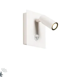 QAZQA Gartenbeleuchtung|Led-Außenleuchten*Außenwandleuchte weiß inkl. LED IP54 Bewegungssensor - Simon