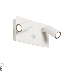 QAZQA Gartenbeleuchtung|Led-Außenleuchten*Außenwandleuchte weiß inkl. LED 2-Licht Bewegungsmelder - Simon