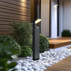 QAZQA Gartenbeleuchtung|Led-Außenleuchten*Außen-Wegeleuchte Dunkelgrau mit Bewegungssensor 60cm IP54 Solar - Judge