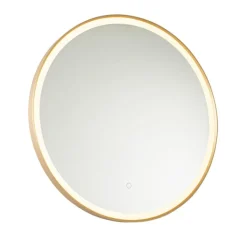 QAZQA Badezimmerlampen|Spiegel Mit Beleuchtung*Badezimmerspiegel Gold 70 cm inkl. LED mit Touchdimmer - Miral