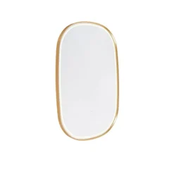 QAZQA Professional Badezimmerlampen|Spiegel Mit Beleuchtung*Badezimmerspiegel Gold inkl. LED mit Touchdimmer oval - Miral